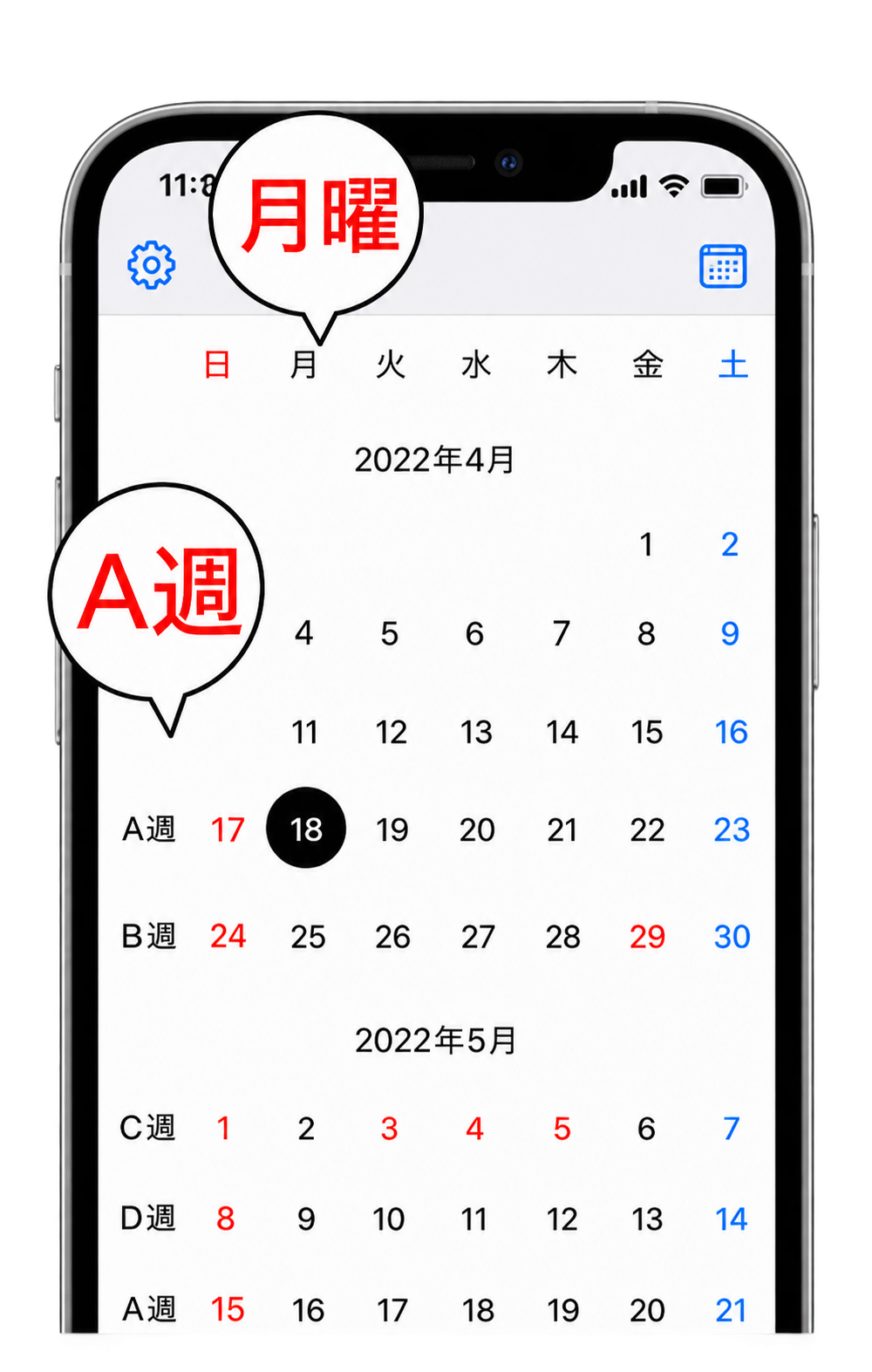 自由にカスタマイズできる周期